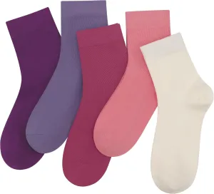 SERISIMPLE Women Thin Viscose Bamboo Socks Crew Lightweight Above Ankle Casual Dress Sock For Ladies Bootie Trouser 5 Pairs