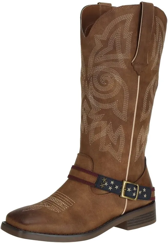 SheSole Women's Western Cowgirl Boots Ladies Fashion Country Cowboy Boots Mid Calf