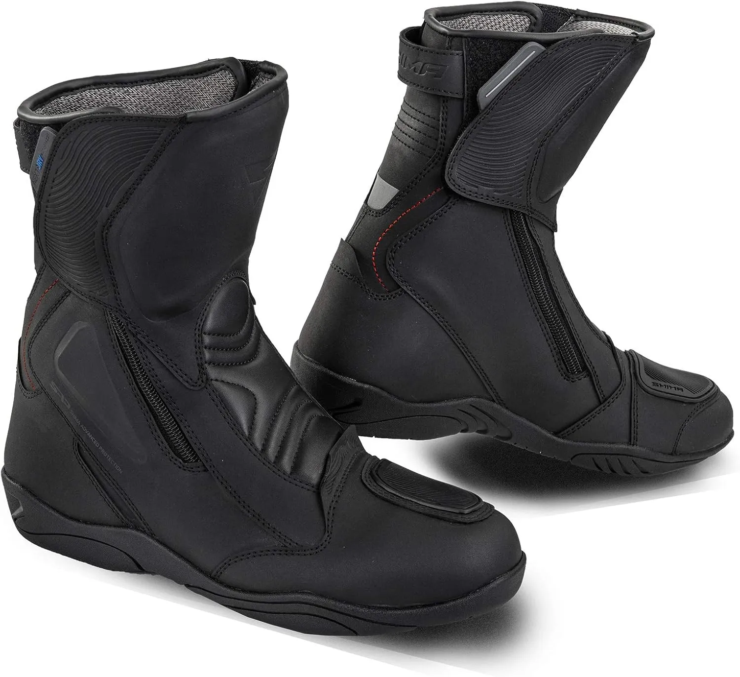 SHIMA TERRA MEN, Motorcycle boots for Men - Reinforced Leather Mens Biker with Side Zipper, Ankle Support, Anti-Slip Sole, Gear Shift Handle (Black, 10,5)