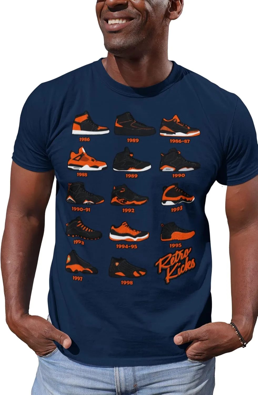 Shirt to Match Jordan Orange/Black Retro Jordan Sneakers 1 2 3 4 5 6 7 8 9 10 11 12 13, Tee to Match Jordans