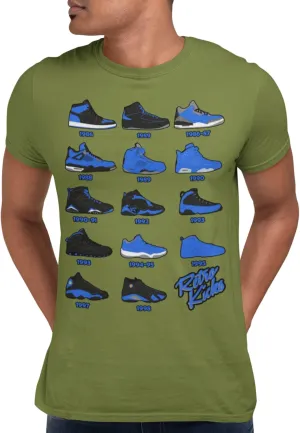 Shirt to Match Royal Black Jordan Retro 1 2 3 4 5 6 7 8 9 10 11 12 13 Sneakers, Men's Tee to Match Jordans