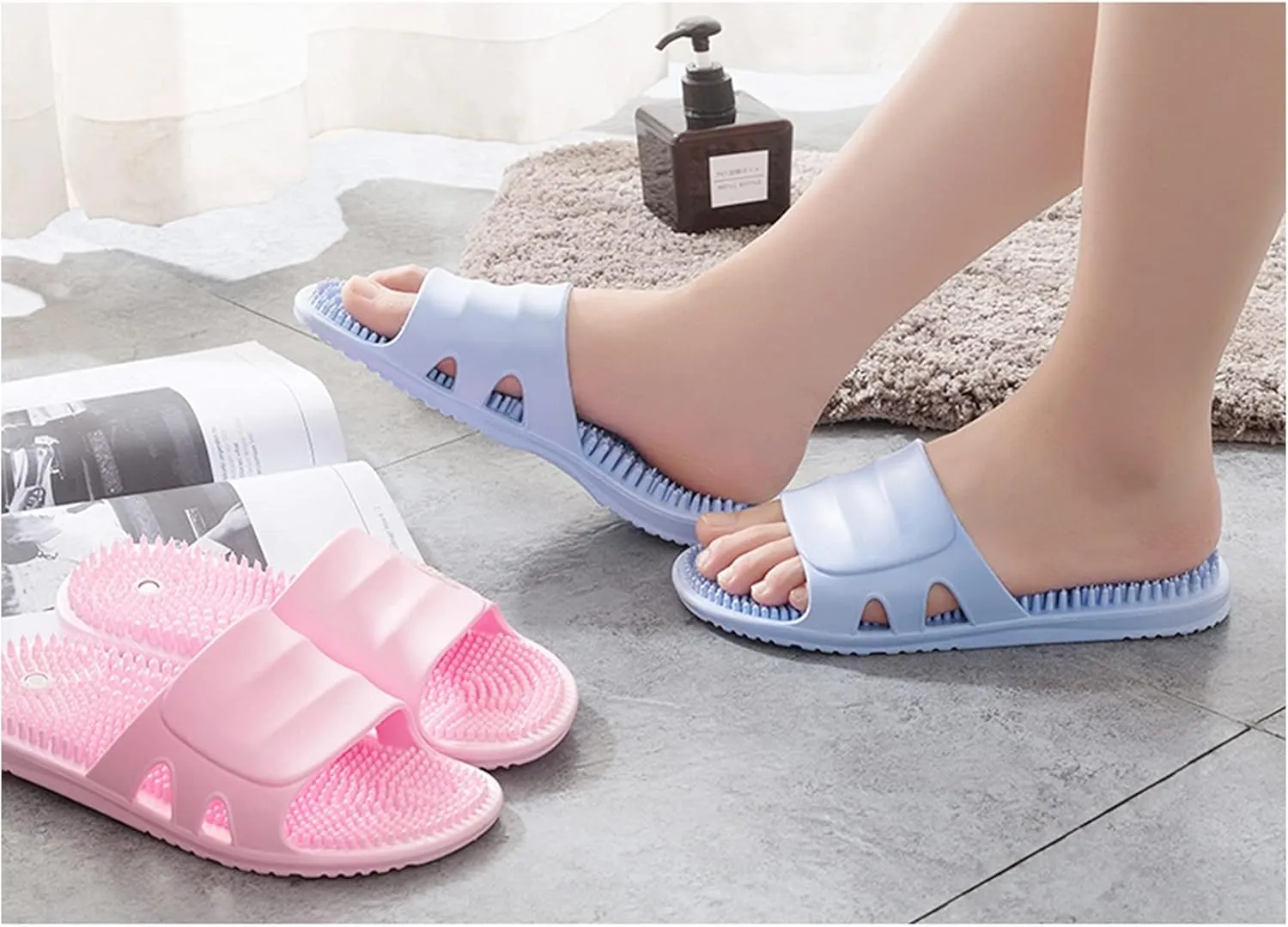 Shoes for Women Sandals Foot Massage Slippers Reflexology & Acupressure Slippers for Men Women's Open Toe Shower Bedroom House Slippers Indoor Outdoor Non-Slip Soft Bottom
