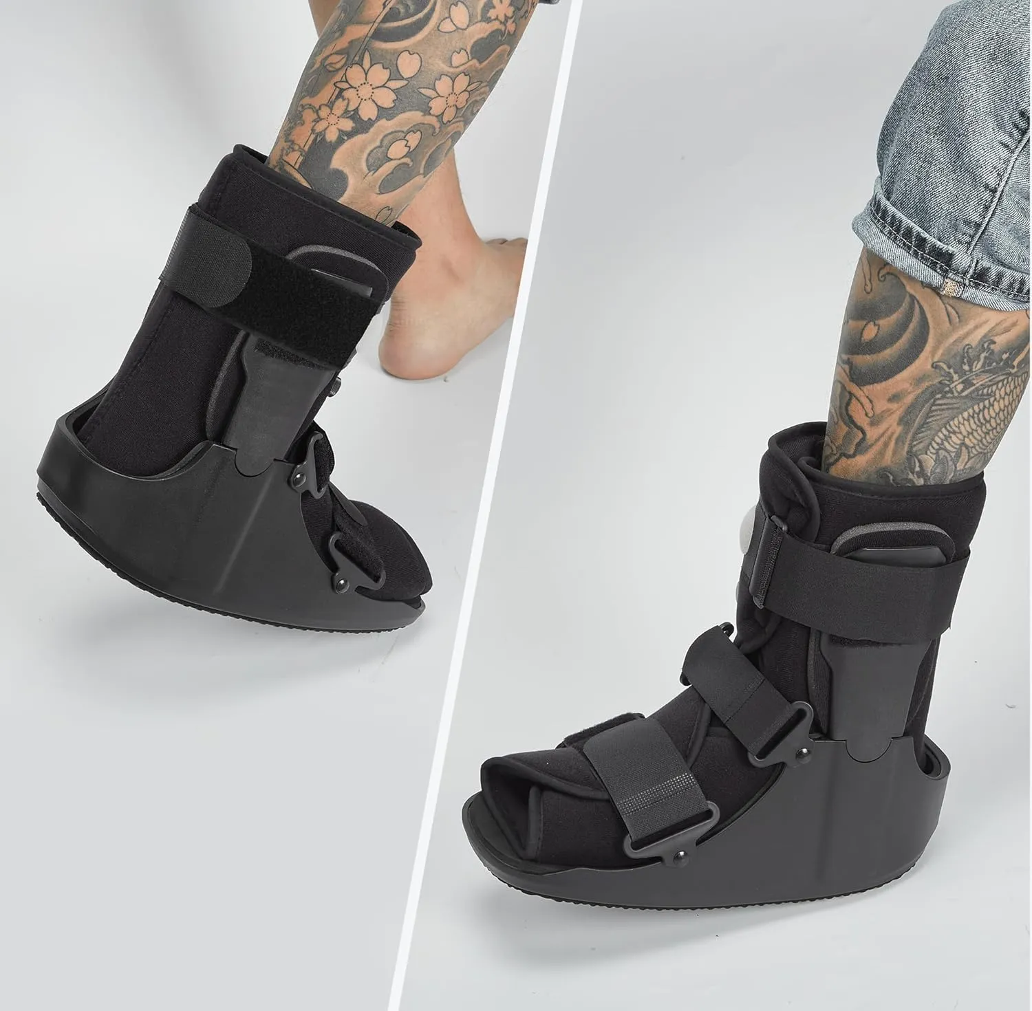 Short Walking Boot, Air CAM Fracture Boot Protection Walker with Plastic Molded Uprights Support for Sprained Ankle Injured Broken Foot Recovery Fits Left or Right Foot Small