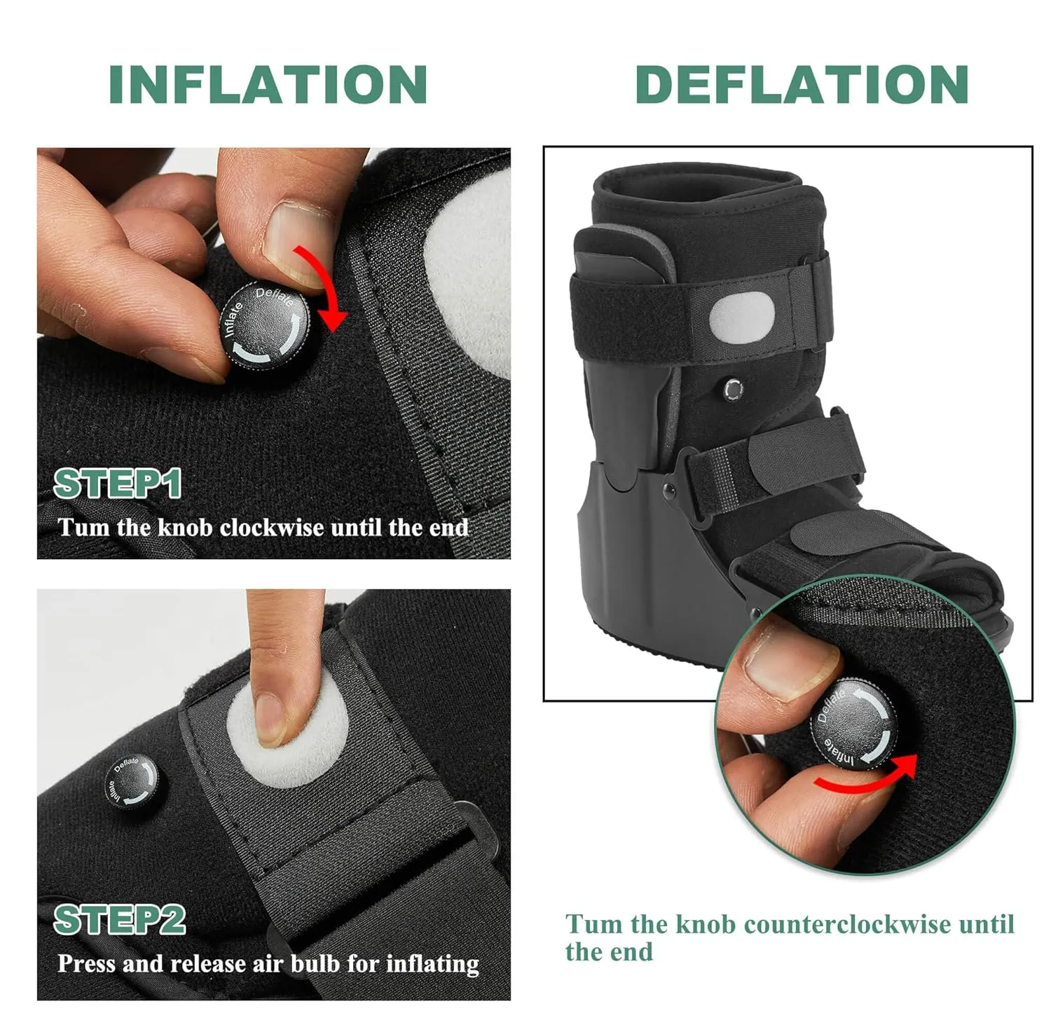 Short Walking Boot, Air CAM Fracture Boot Protection Walker with Plastic Molded Uprights Support for Sprained Ankle Injured Broken Foot Recovery Fits Left or Right Foot Small