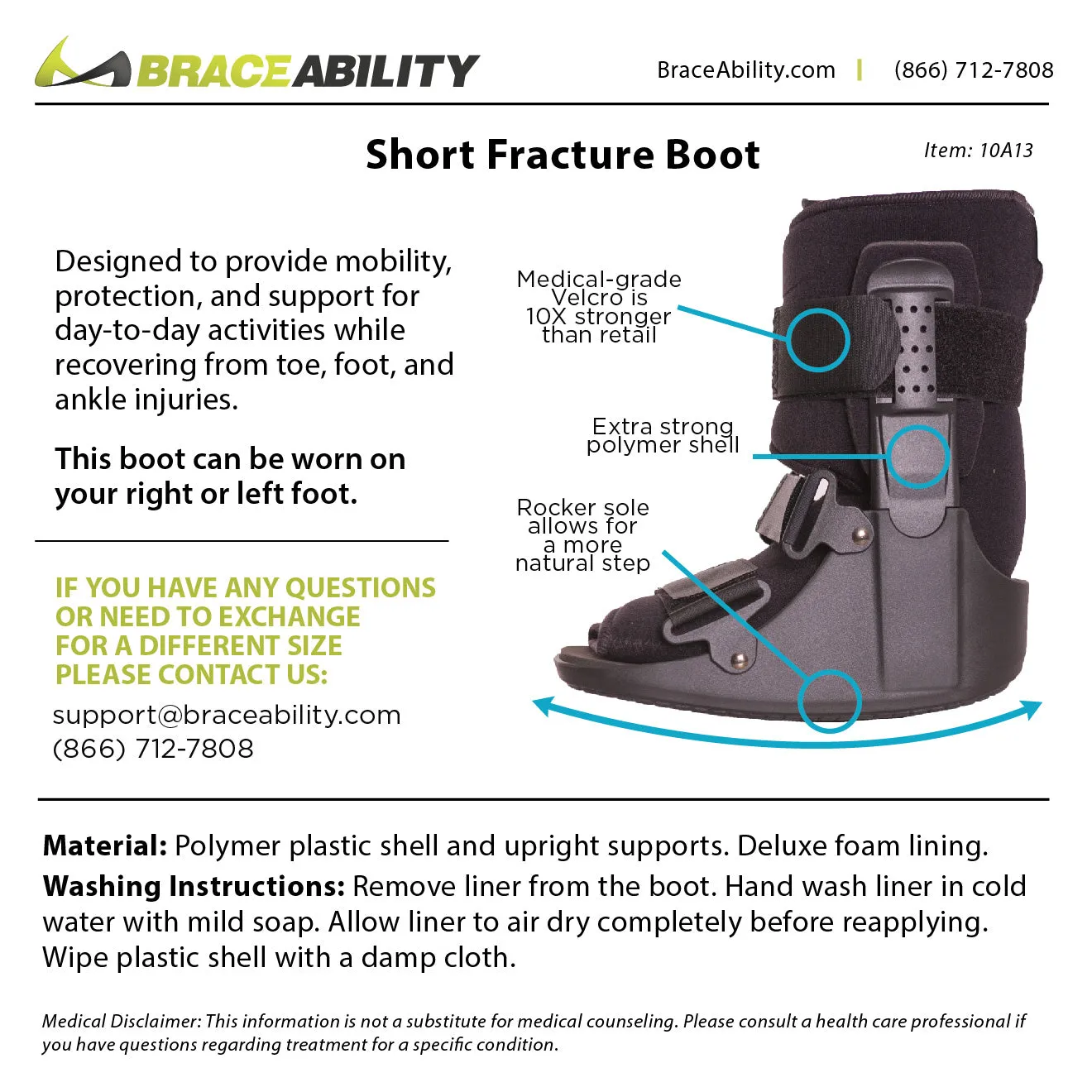 Short Walking Boot | Orthopedic Broken Toe Brace for Fast Recovery from Fractures and Foot Injuries - FINAL SALE