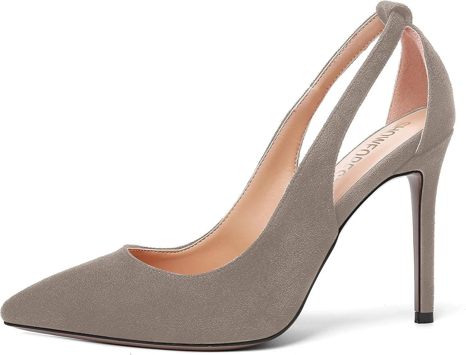 SHOWFOREST Womens Sexy Pointed Toe Solid Outdoor Suede Slip On Stiletto High Heel Pumps Shoes 4 Inch