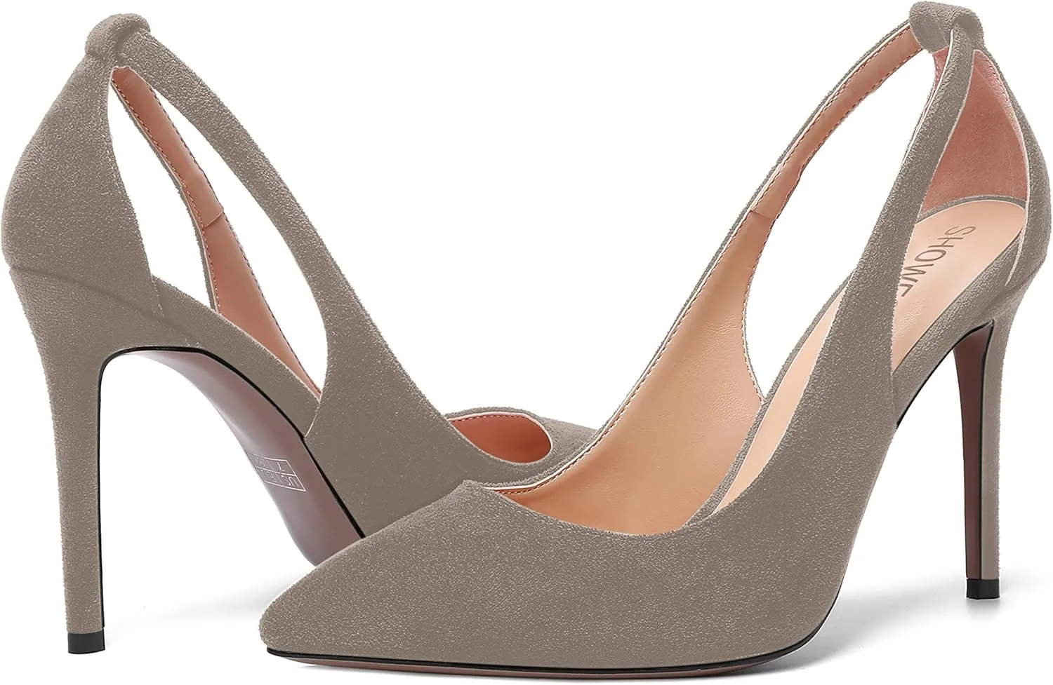 SHOWFOREST Womens Sexy Pointed Toe Solid Outdoor Suede Slip On Stiletto High Heel Pumps Shoes 4 Inch