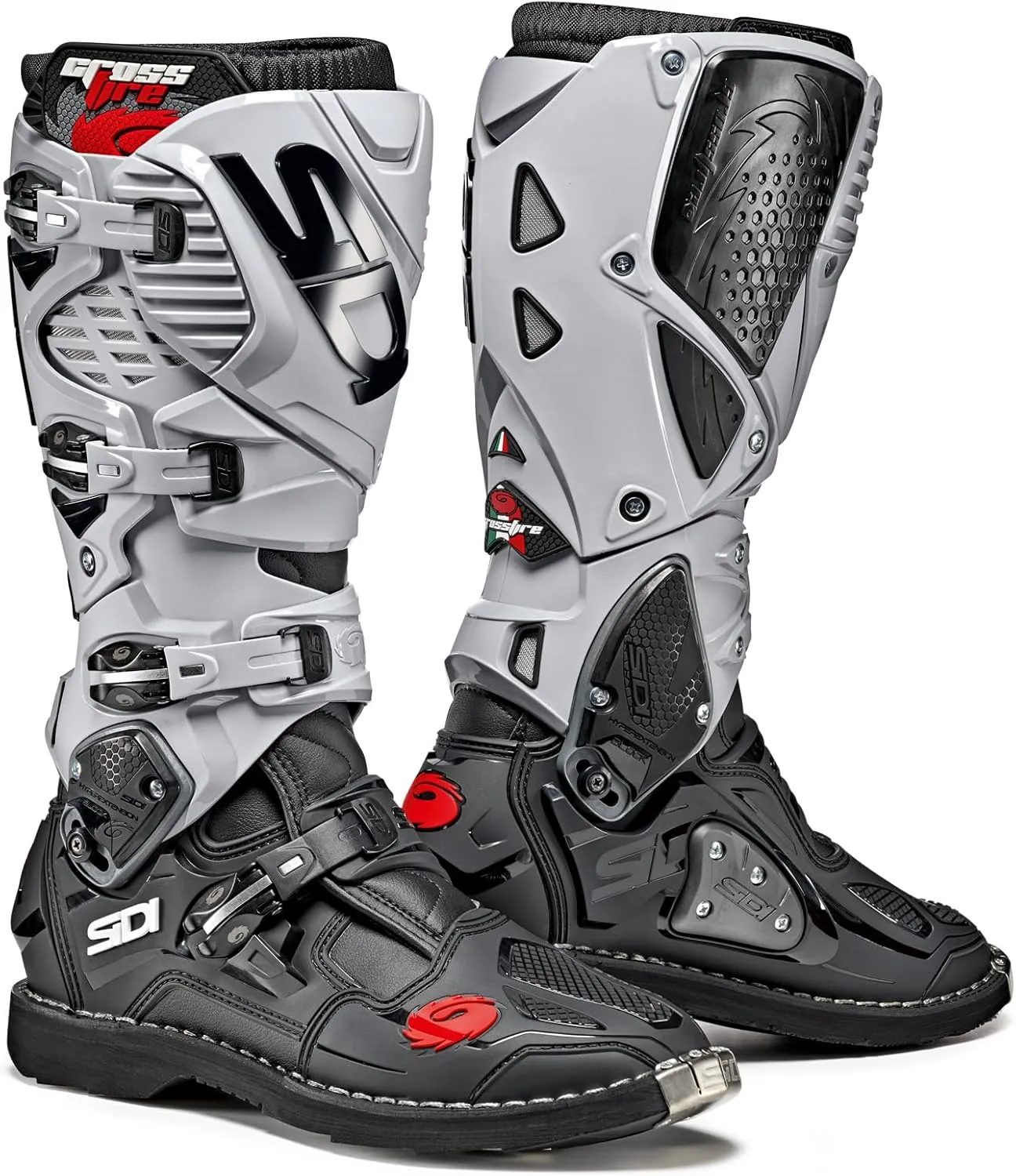 SiDI | Offroad Motorcycle Boots, Professional Motocross Boots for Men CROSSFIRE 3, Adjustable and Replaceable Buckles, Flex System, Hyper Extension Block