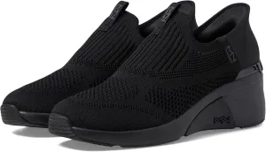 Skechers Women's A-Wedge-Crecent Hands Free Slip-ins Sneaker, Black/Black, 9.5