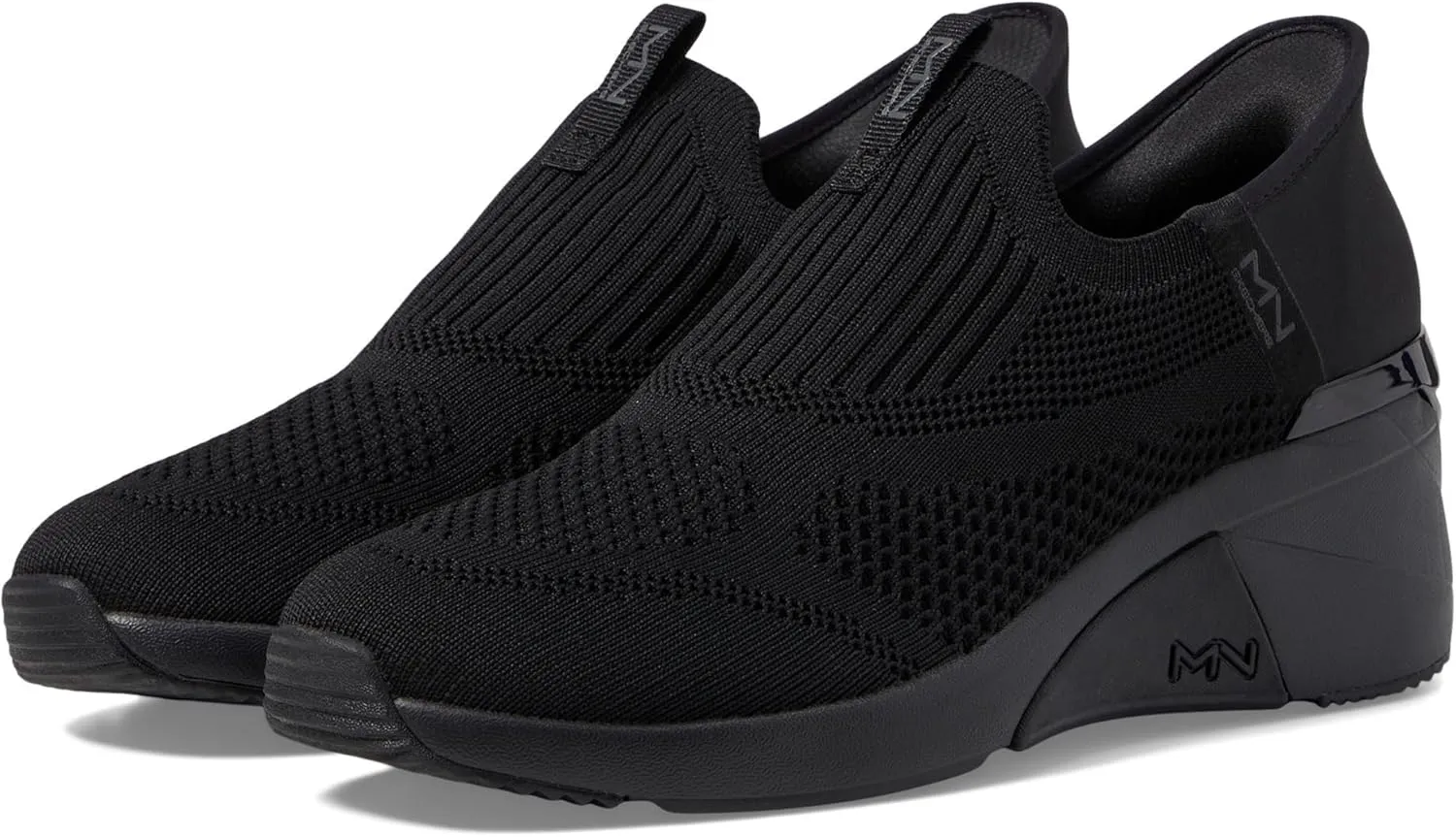 Skechers Women's A-Wedge-Crecent Hands Free Slip-ins Sneaker, Black/Black, 9.5