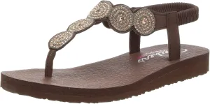 Skechers Women's Meditation-Stars & Sparkle-Circular Rhinestone Slingback Thong Flip-Flop