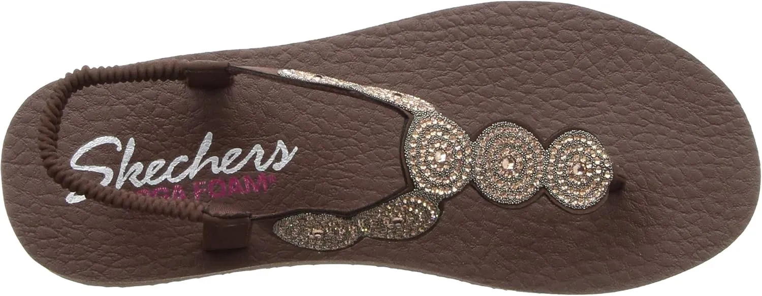Skechers Women's Meditation-Stars & Sparkle-Circular Rhinestone Slingback Thong Flip-Flop