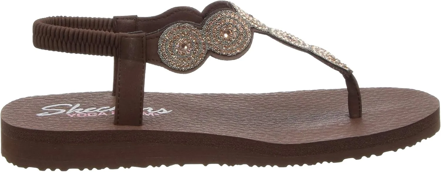 Skechers Women's Meditation-Stars & Sparkle-Circular Rhinestone Slingback Thong Flip-Flop