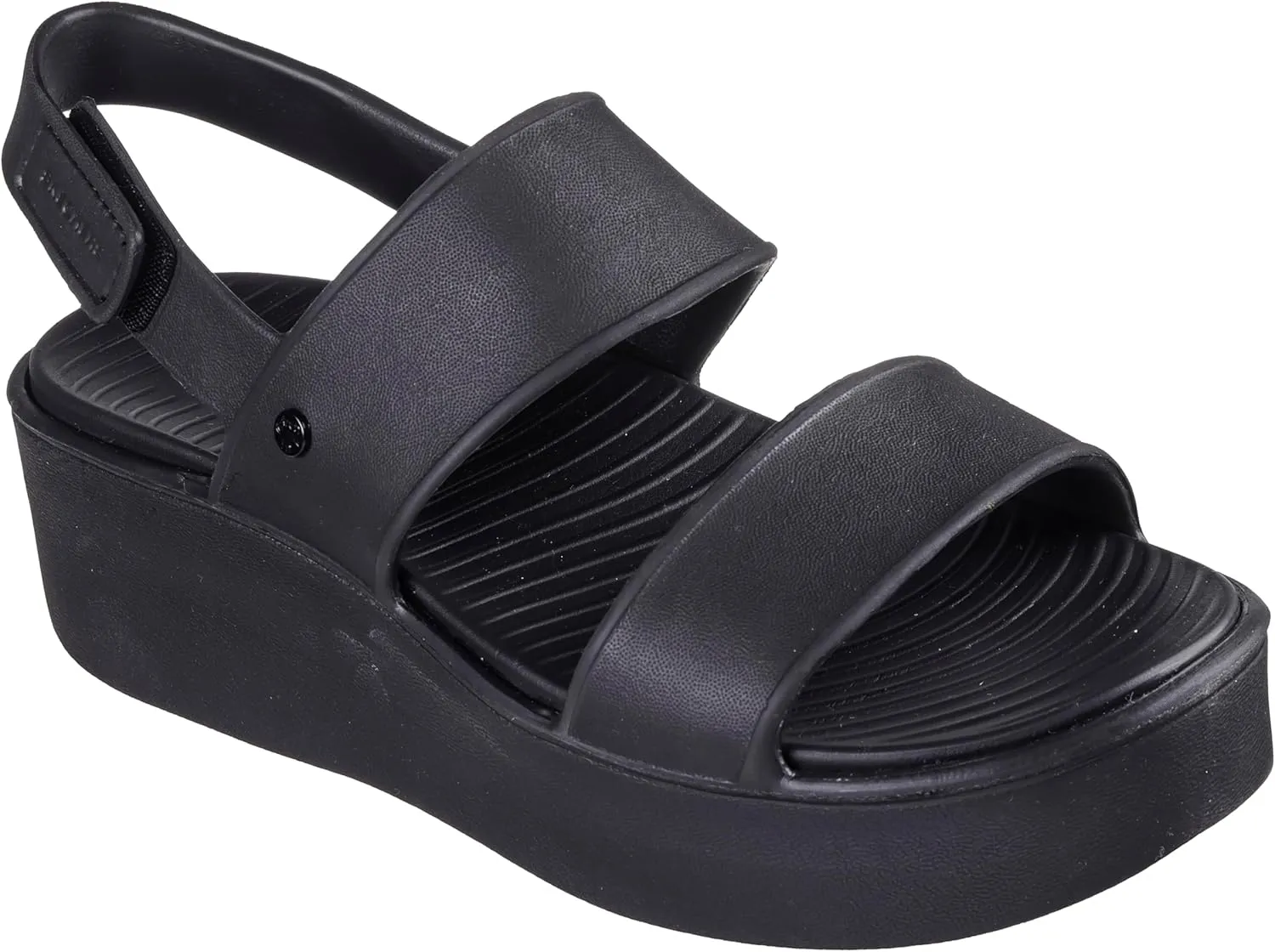 SKECHERS Women's Platform Sandal Wedge, Black, 7