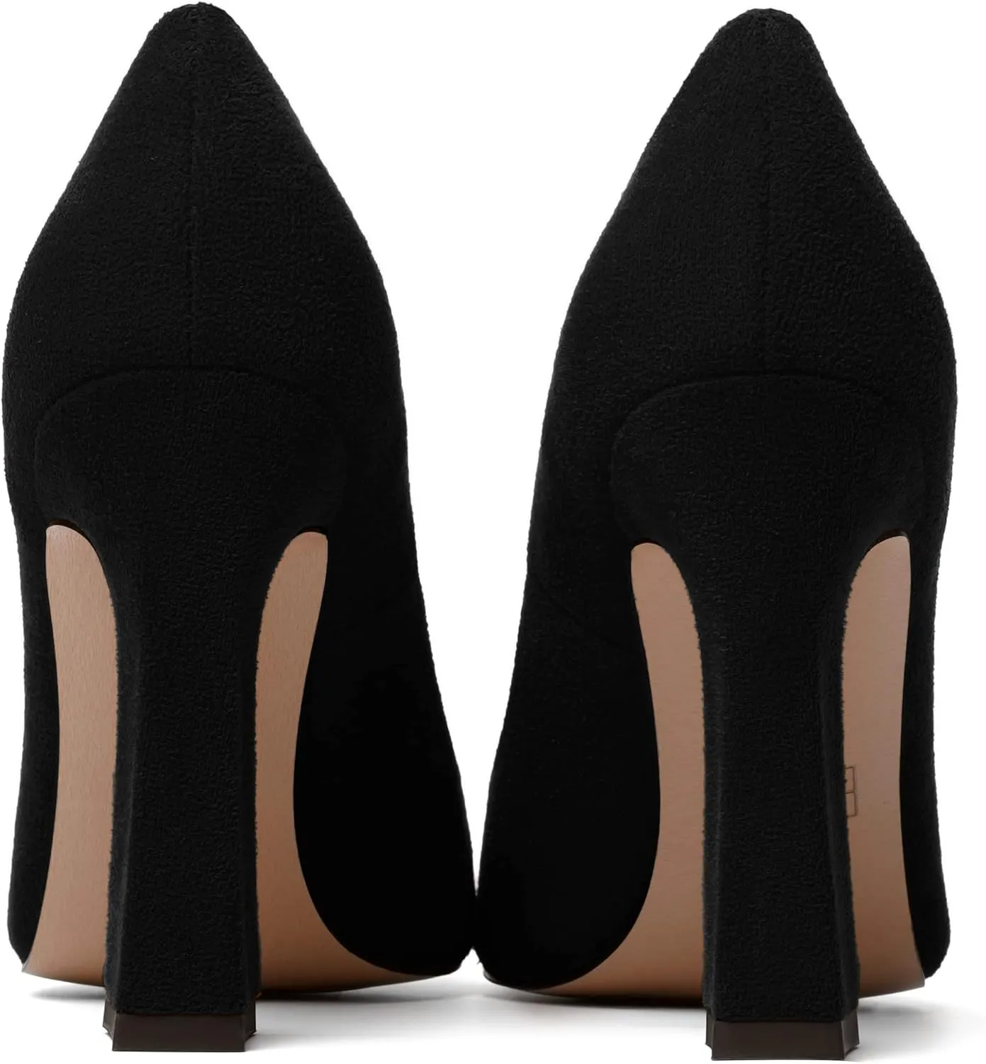 SKYSTERRY Womens Office Suede Slip On Casual Pointed Toe Spool High Heel Pumps Shoes 4 Inch