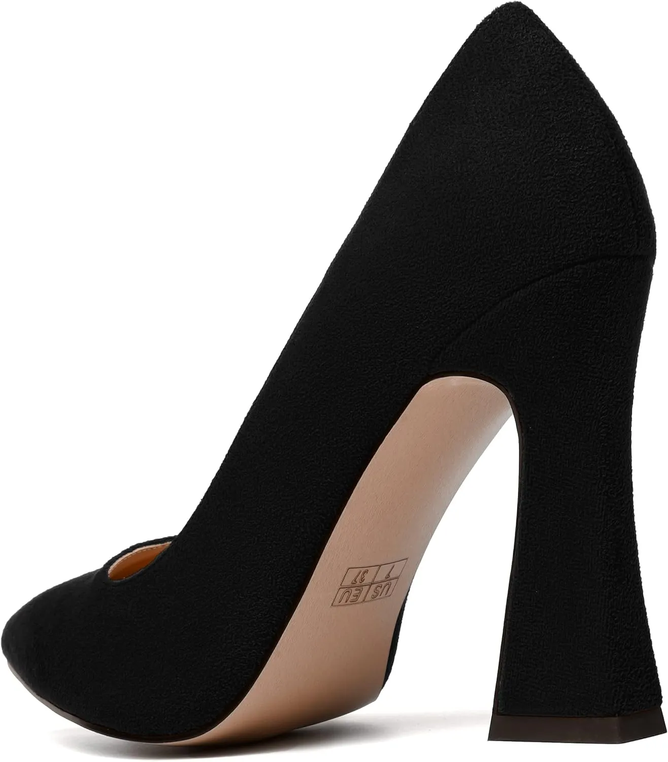 SKYSTERRY Womens Office Suede Slip On Casual Pointed Toe Spool High Heel Pumps Shoes 4 Inch