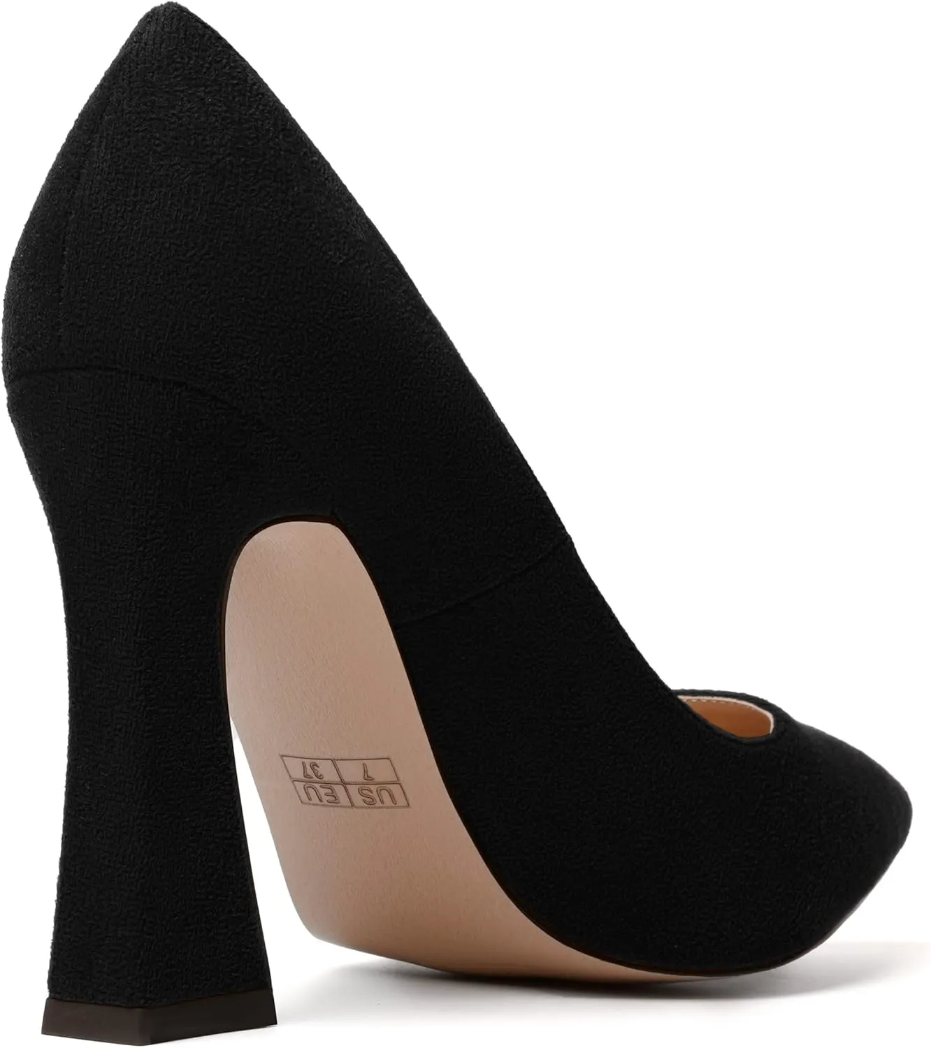 SKYSTERRY Womens Office Suede Slip On Casual Pointed Toe Spool High Heel Pumps Shoes 4 Inch