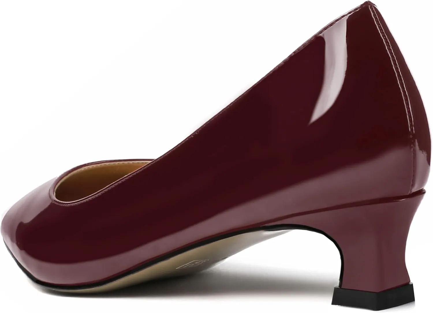 SKYSTERRY Women's Patent Slip On Square Toe Office Casual Spool Low Heel Pumps Shoes 1.5 Inch