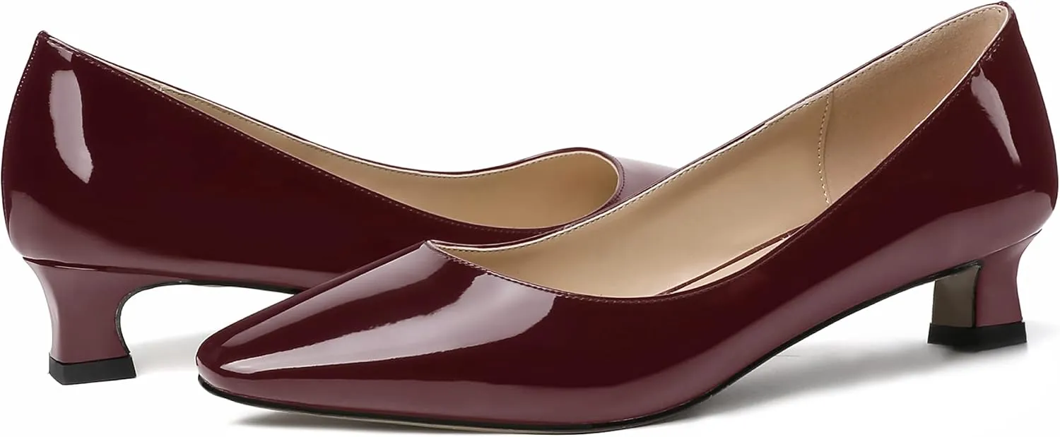 SKYSTERRY Women's Patent Slip On Square Toe Office Casual Spool Low Heel Pumps Shoes 1.5 Inch