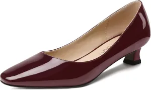 SKYSTERRY Women's Patent Slip On Square Toe Office Casual Spool Low Heel Pumps Shoes 1.5 Inch