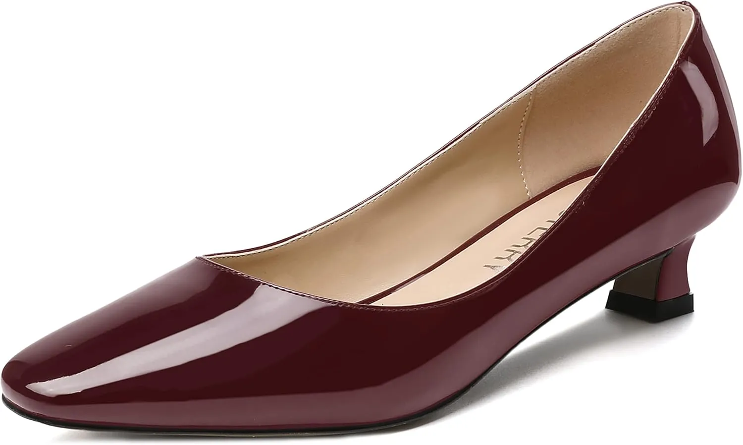 SKYSTERRY Women's Patent Slip On Square Toe Office Casual Spool Low Heel Pumps Shoes 1.5 Inch