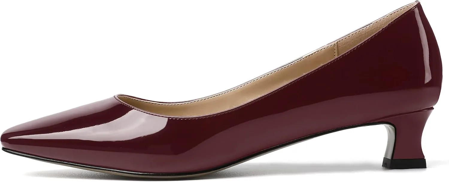 SKYSTERRY Women's Patent Slip On Square Toe Office Casual Spool Low Heel Pumps Shoes 1.5 Inch