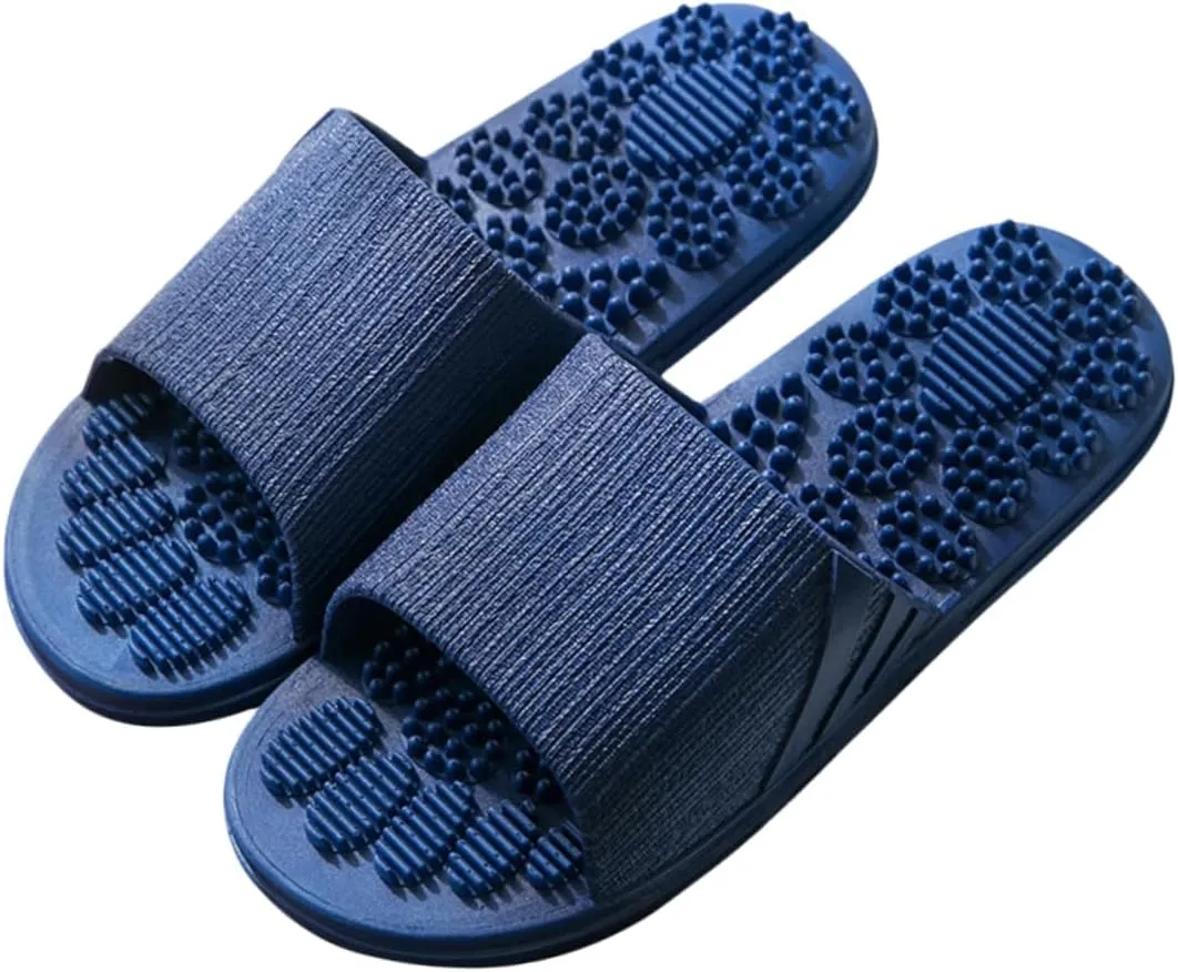Slip Bathing Slippers for Men and Women Comfortable Massage Indoor Shoes Lightweight Beach Sandals for Home Travel and Hotel Use Dark Blue