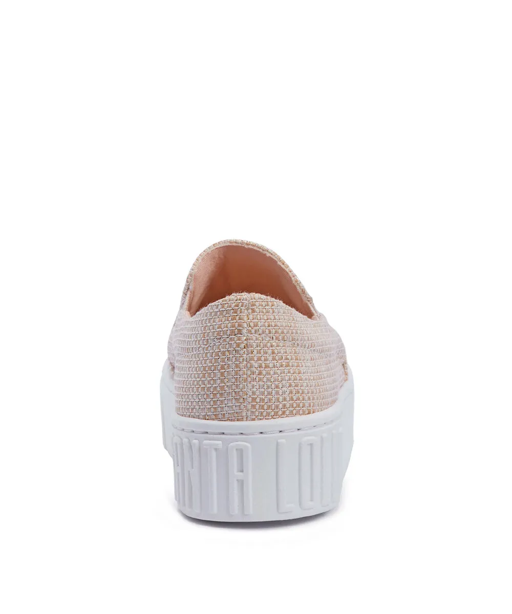 Slip On Santa Lolla Linho Juta Brilho Sola Alta