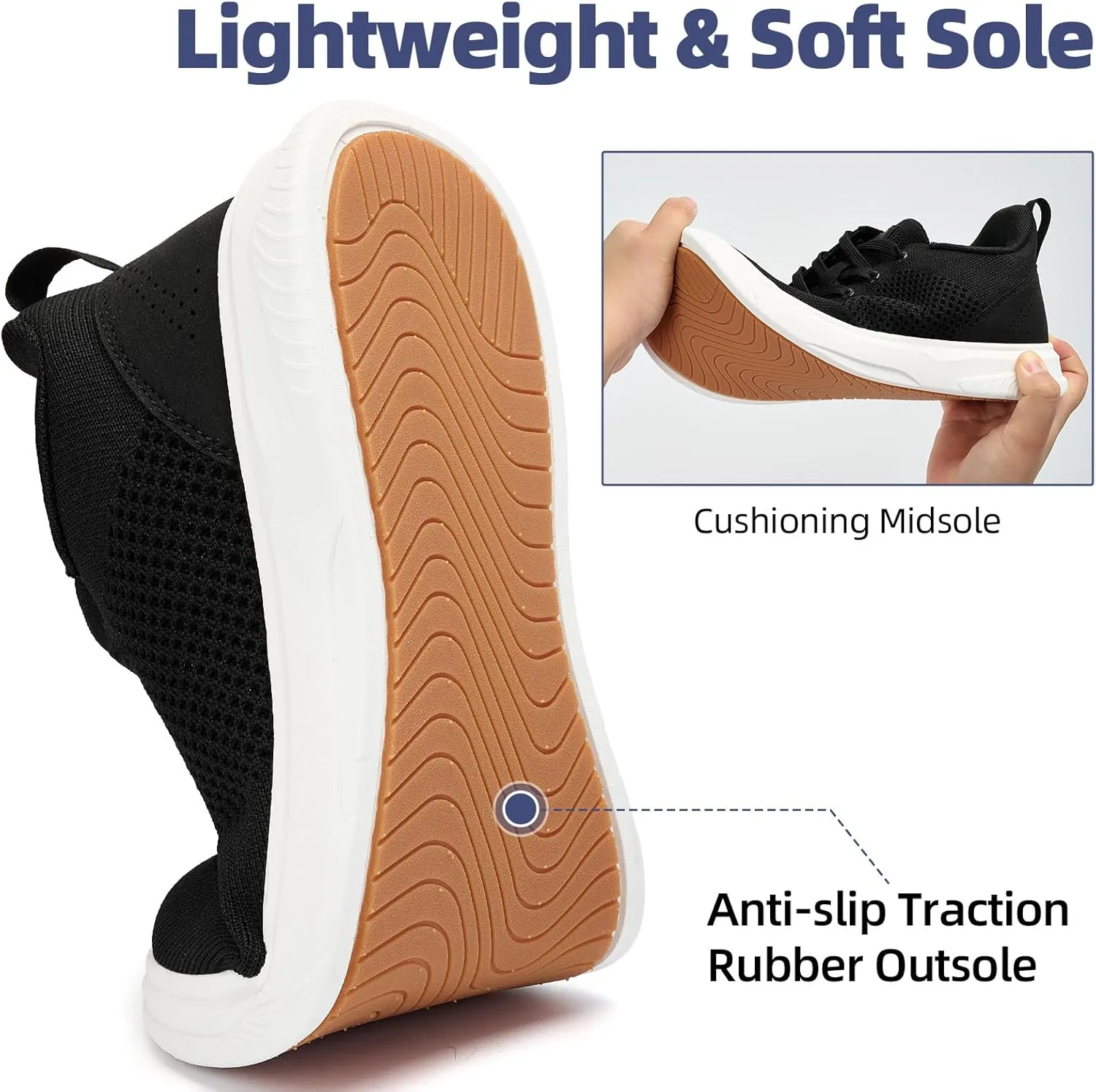 Slow Man Wide Toe Box Shoes for Men - Casual Dress Sneakers Comfortable Cushioned Business Office Non Slip Breathable Mesh Oxford Walking Shoe for Wide Feet