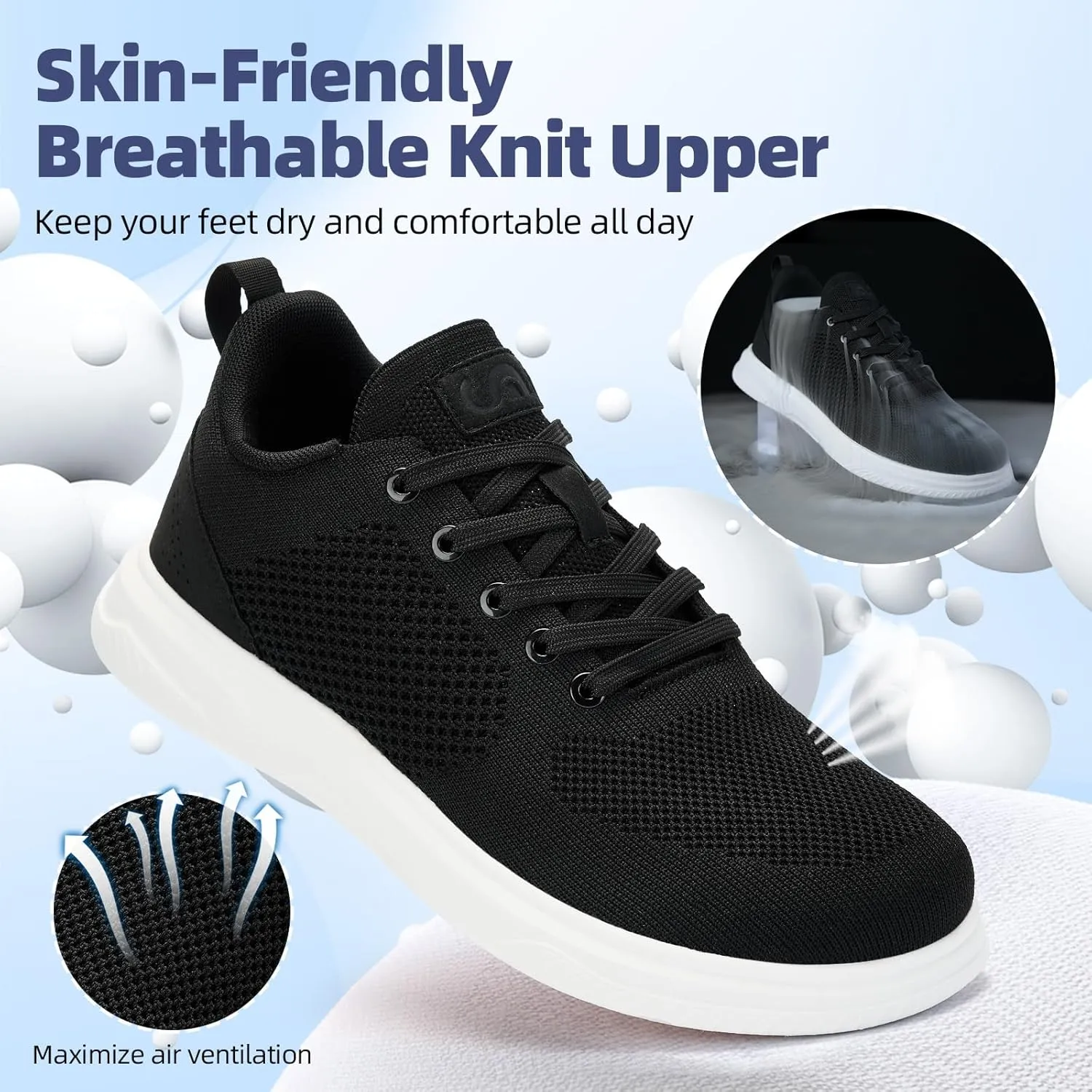 Slow Man Wide Toe Box Shoes for Men - Casual Dress Sneakers Comfortable Cushioned Business Office Non Slip Breathable Mesh Oxford Walking Shoe for Wide Feet