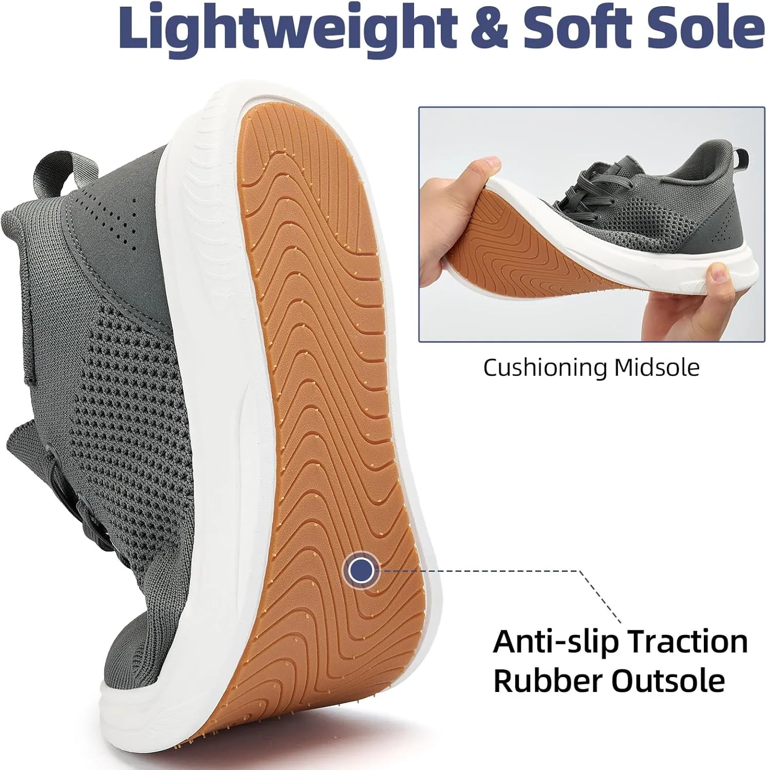 Slow Man Wide Toe Box Shoes for Men - Casual Dress Sneakers Comfortable Cushioned Business Office Non Slip Breathable Mesh Oxford Walking Shoe for Wide Feet