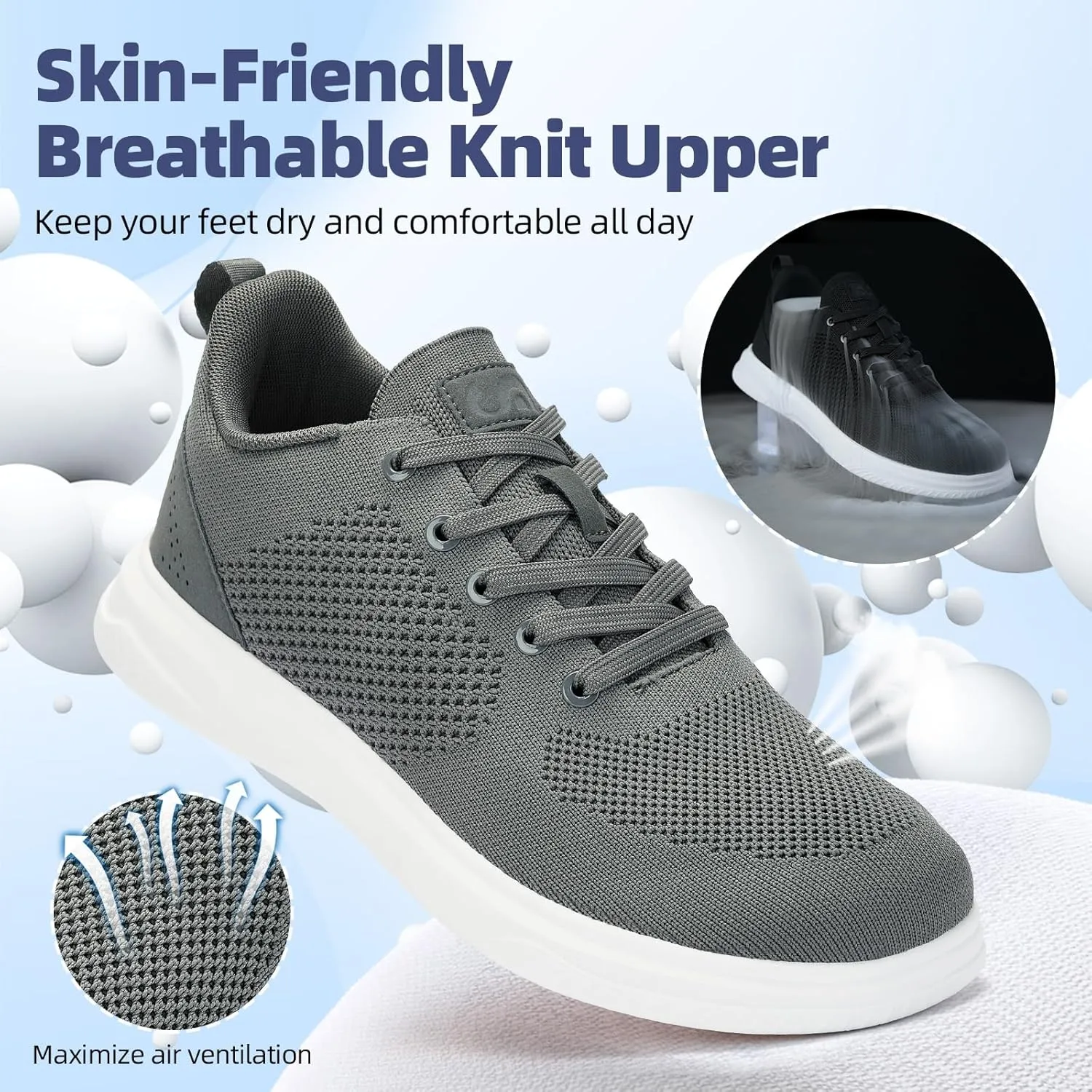 Slow Man Wide Toe Box Shoes for Men - Casual Dress Sneakers Comfortable Cushioned Business Office Non Slip Breathable Mesh Oxford Walking Shoe for Wide Feet