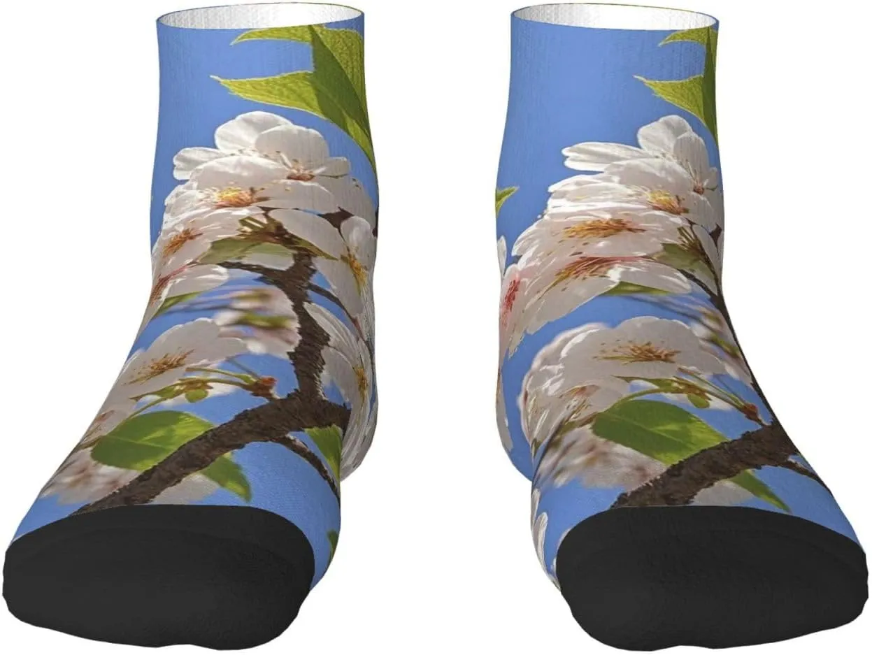 Socks for Women Men Breathable Moisture Wicking Boot Socks Cherry Blossoms Warm Calf Socks