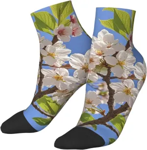Socks for Women Men Breathable Moisture Wicking Boot Socks Cherry Blossoms Warm Calf Socks
