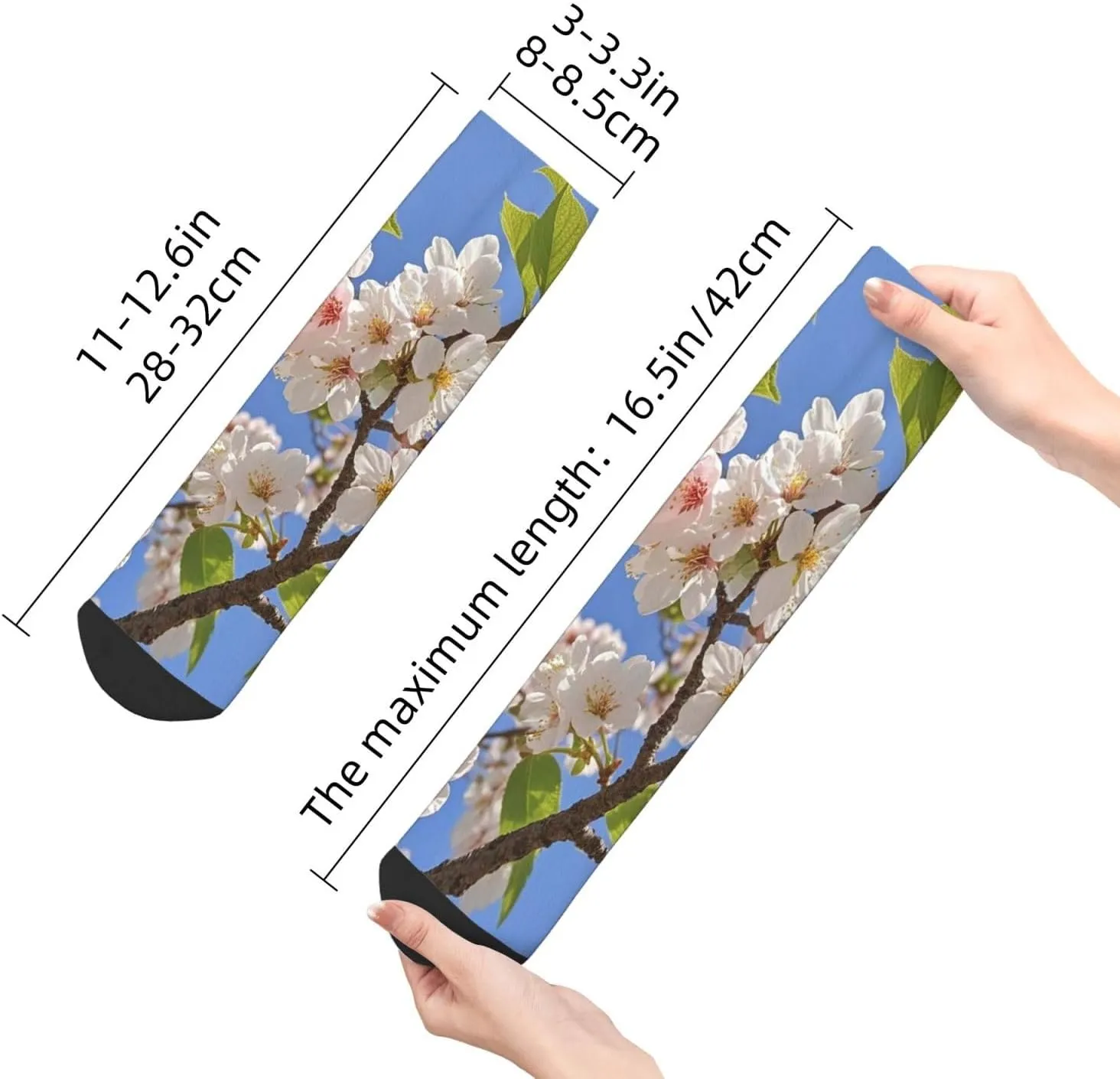 Socks for Women Men Breathable Moisture Wicking Boot Socks Cherry Blossoms Warm Calf Socks