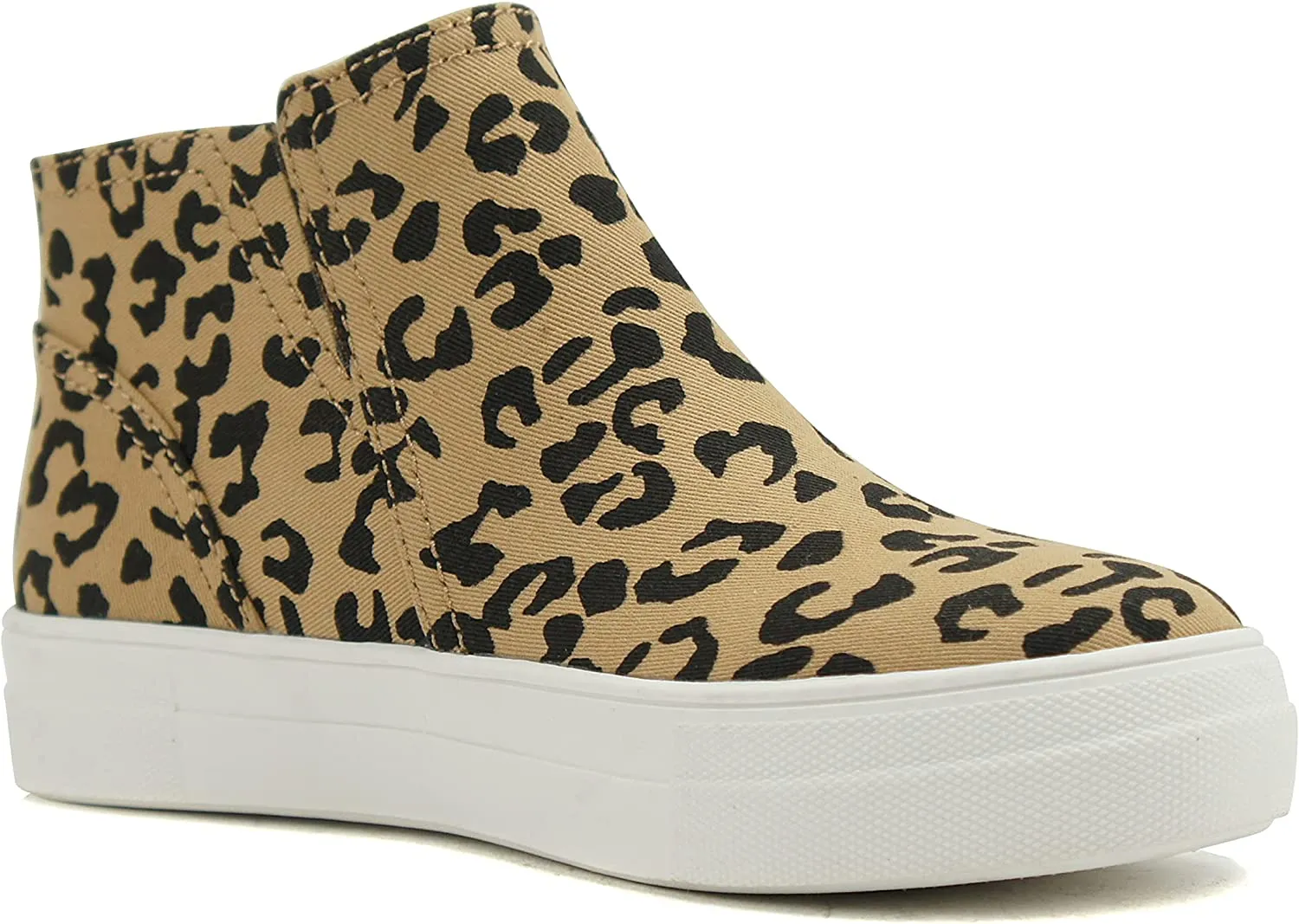 Soda Route Women High Top Fashion Sneaker Shoes with Padded Sole & Side Zipper (L-TAN Bobcat, Numeric_9)