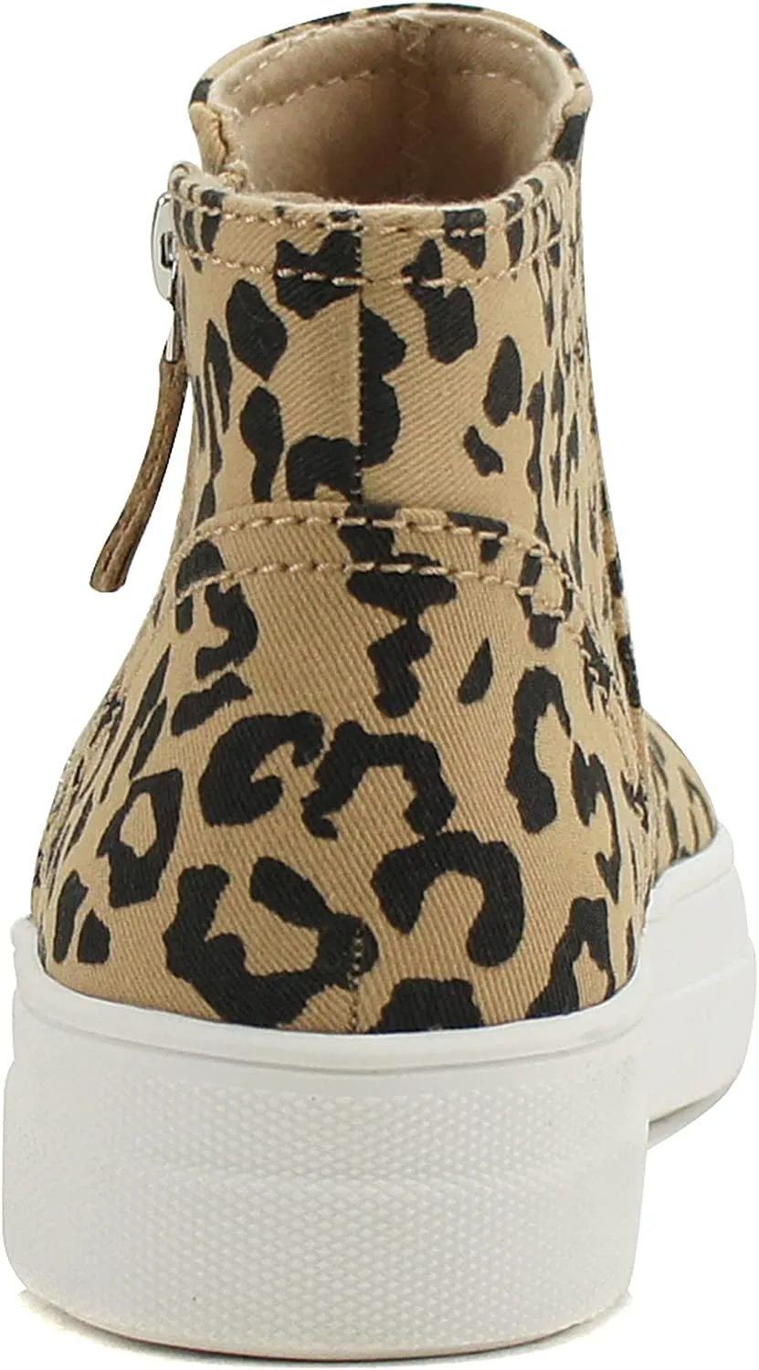 Soda Route Women High Top Fashion Sneaker Shoes with Padded Sole & Side Zipper (L-TAN Bobcat, Numeric_9)