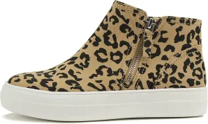 Soda Route Women High Top Fashion Sneaker Shoes with Padded Sole & Side Zipper (L-TAN Bobcat, Numeric_9)