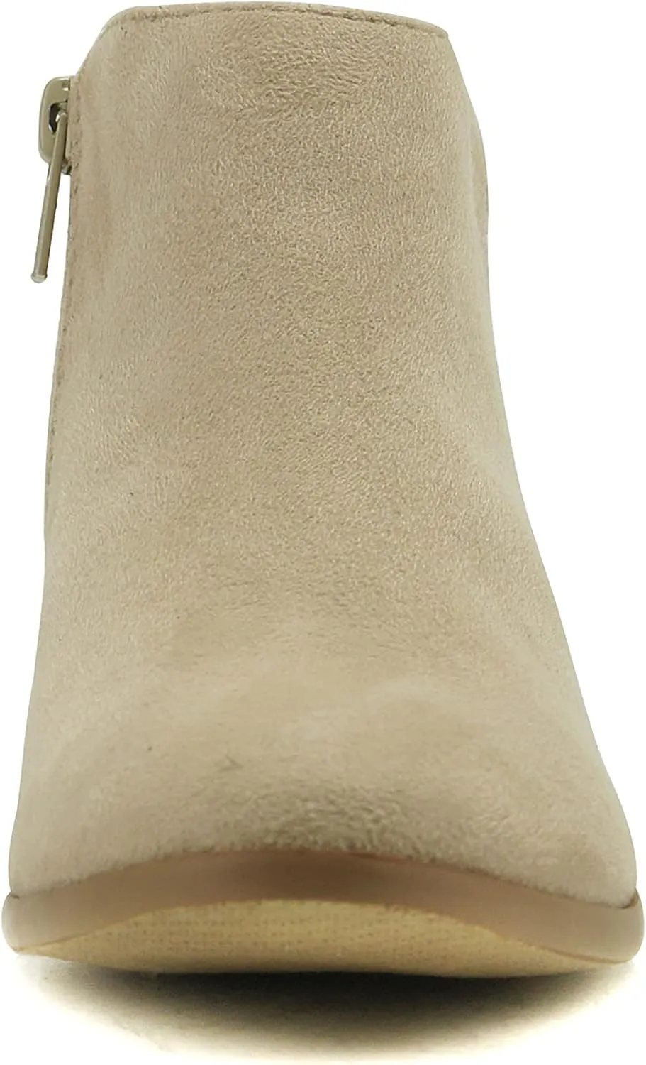 SODA Women's Round Toe Faux Suede Stacked Heel Western Ankle Bootie