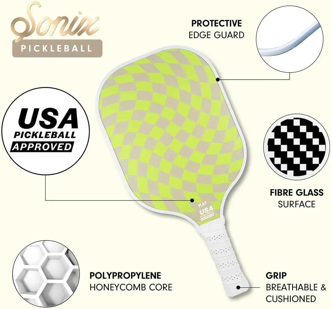 Sonix | Pickleball Paddles Set of 4 | USAPA Approved | Fiberglass Surface Pickleball Set with 4 Paddles, 2 Balls, & Bag