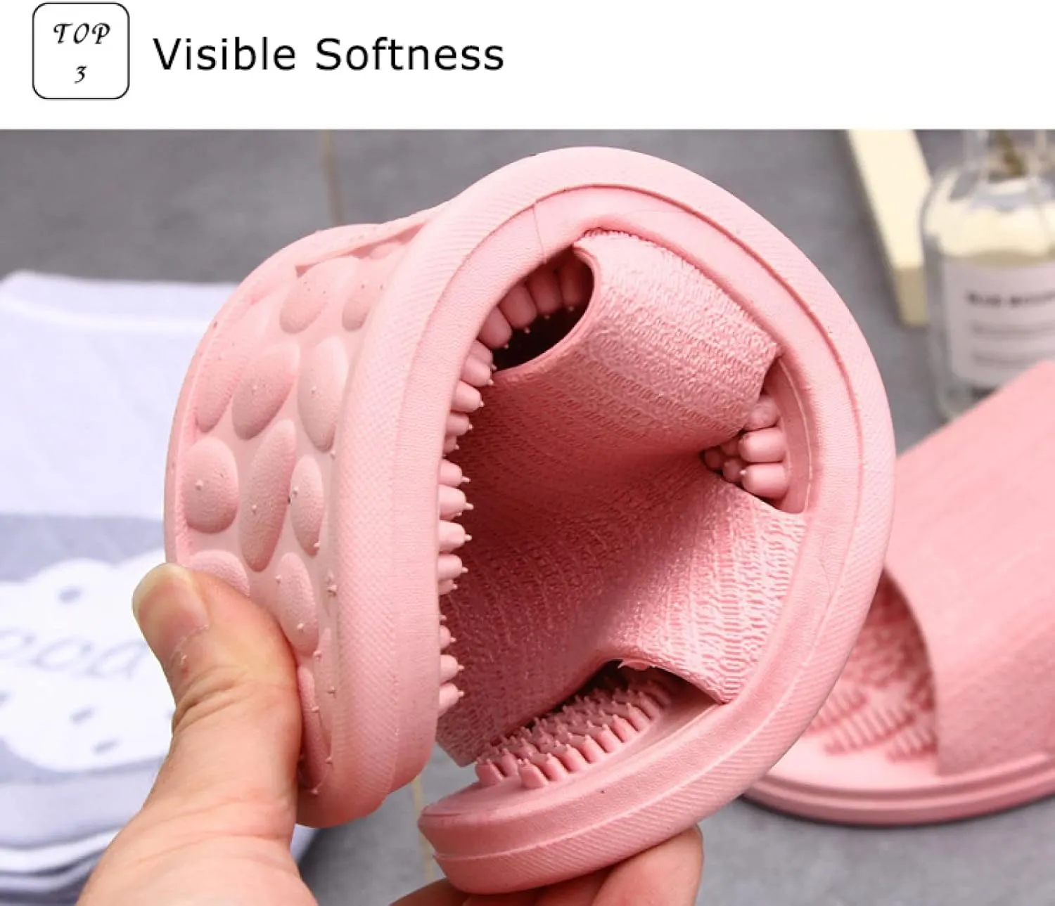 Sonze Promote Blood Circulation Slippers,Healthy Reflexology Sandals,Summer Massage Home Slippers, Couple Bathroom Slippers,Ash,44-45