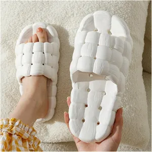 Spa Slippers Massage Bubble Slides Slippers for Women,Funny Non-slip Gym House Slippers Shower Bedroom Slippers,Soft Pillow Stress Relief Slide Sandals for Ladies ( Color : White , Size : EUR40-41 )