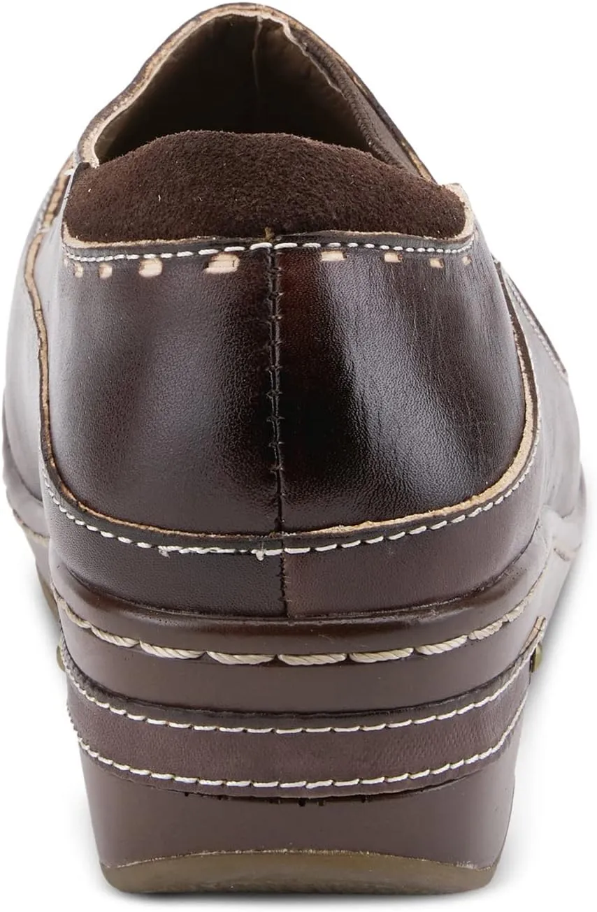 Spring Step L'artiste Burbank Leather Clogs for Women | Designer Hand-Painted Slip-On Shoes | Ladies Casual Platform Clog