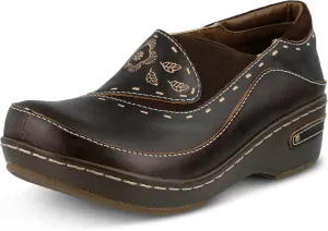 Spring Step L'artiste Burbank Leather Clogs for Women | Designer Hand-Painted Slip-On Shoes | Ladies Casual Platform Clog