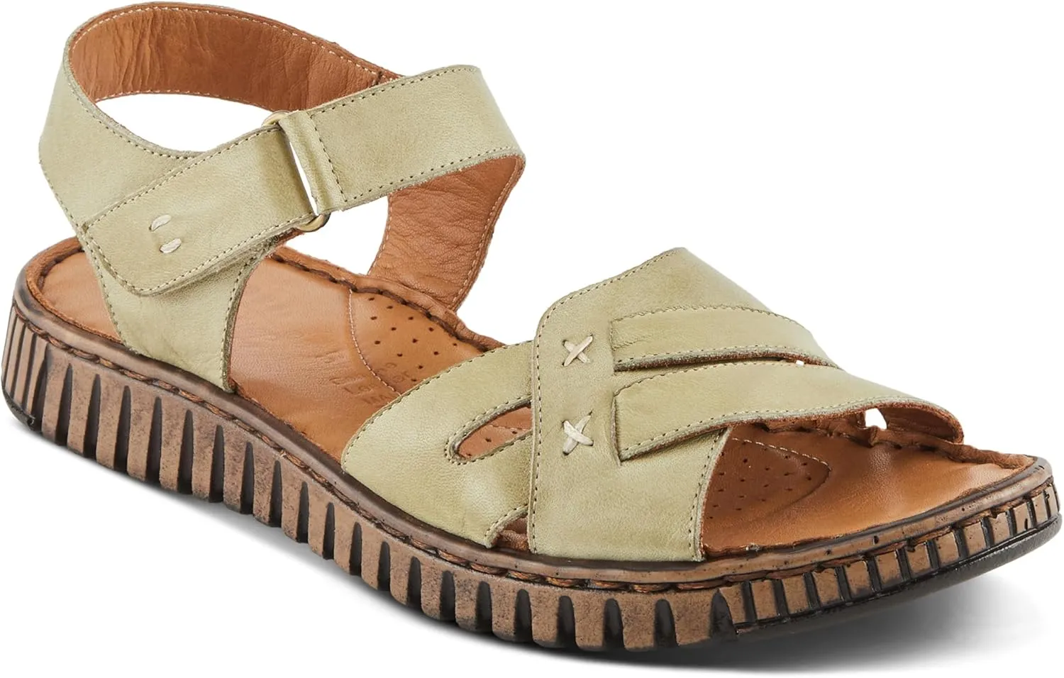 Spring Step NOCHELLA Women's Soft Leather Sandals - Hook and Loop Closure, All-Day Comfort
