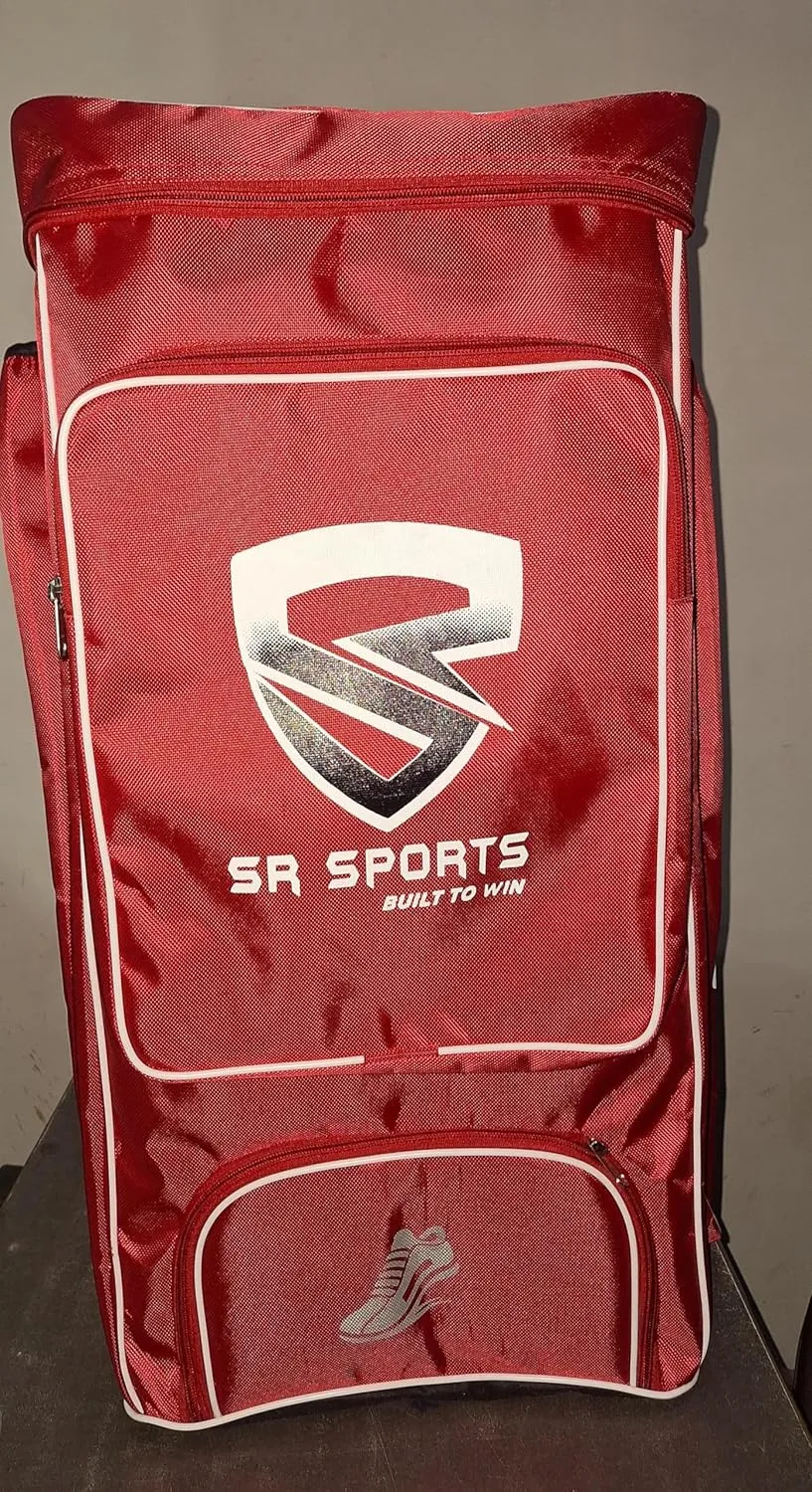 SR Sports Cricket Duffle Bag, Red and White, Large Equipment Storage Backpack with Shoe Compartment