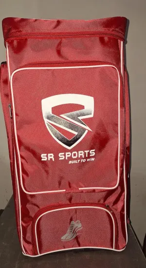 SR Sports Cricket Duffle Bag, Red and White, Large Equipment Storage Backpack with Shoe Compartment