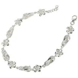 Sterling Silver Slipper Plumeria Bracelet Rhodium 8mm SBR3618