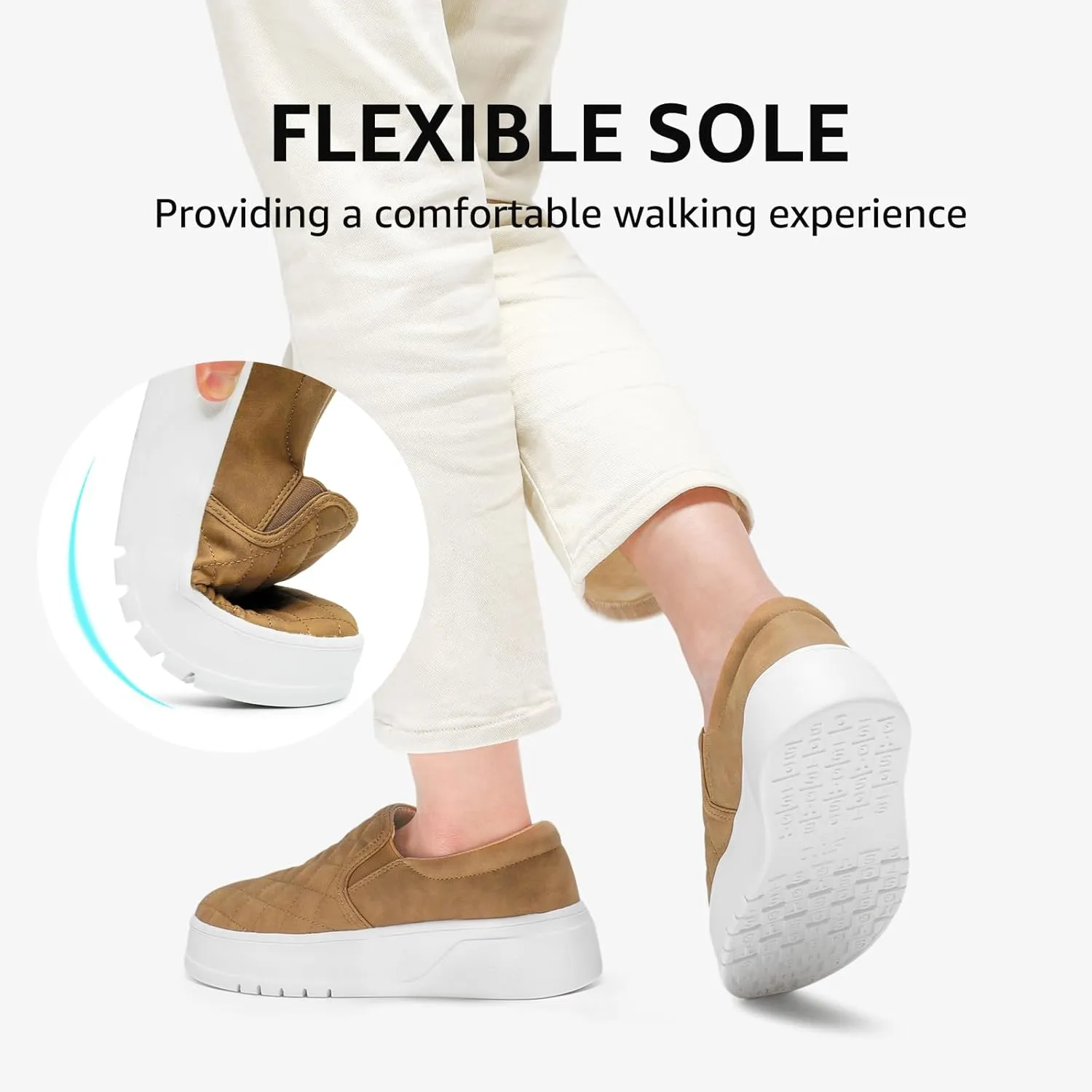 STQ Womens Platform Sneakers Slip On Business Casual Shoes Quilted Fall Loafers Comfortable Lightweight