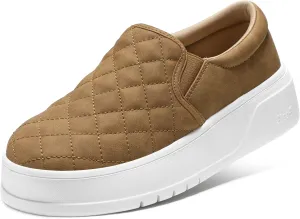 STQ Womens Platform Sneakers Slip On Business Casual Shoes Quilted Fall Loafers Comfortable Lightweight
